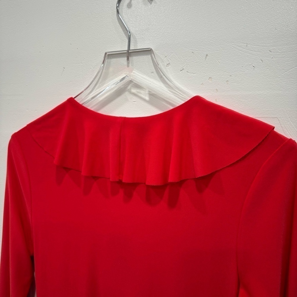 Joseph Ribkoff Red Ruffle Wrap Dress Size 6 - Picture 8 of 8